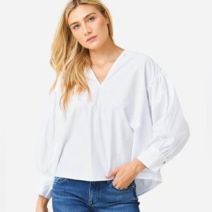 Velvet by Graham and Spencer Elvie Split-Neck Cotton Blouse